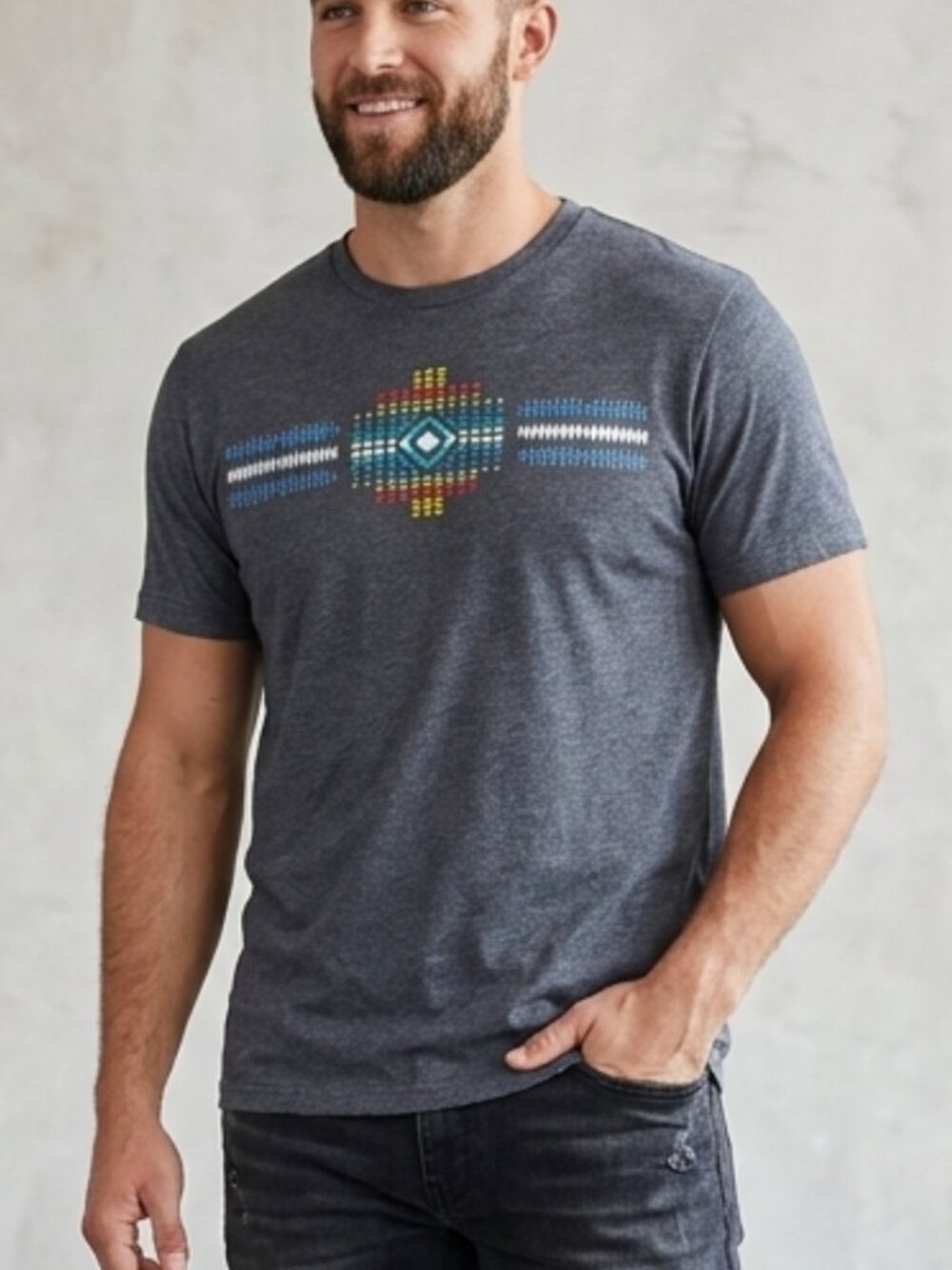 Pendleton Men's Graphic Tee Gray Chief Joseph Crew Neck Casual Heritage Top Sz M